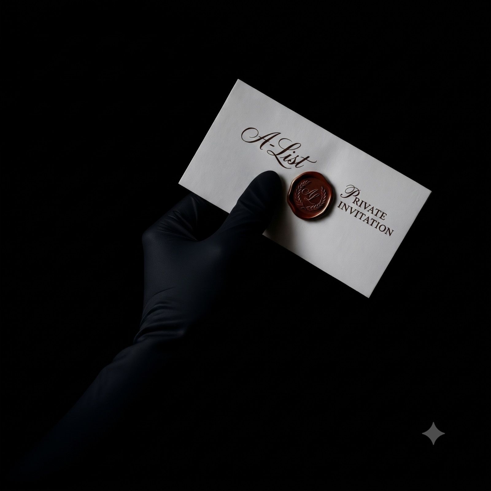 A gloved hand holding a wax-sealed envelope